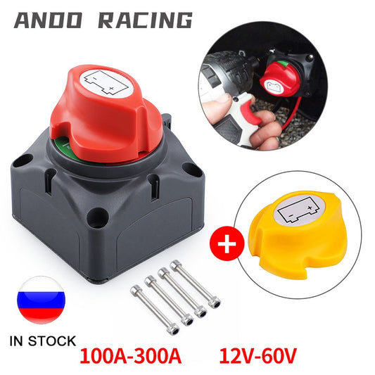 (On/Off) DC 12V-60V 100A-300A Car RV Boat Marine Battery Selector Isolator Disconnect Switch Rotary Cut