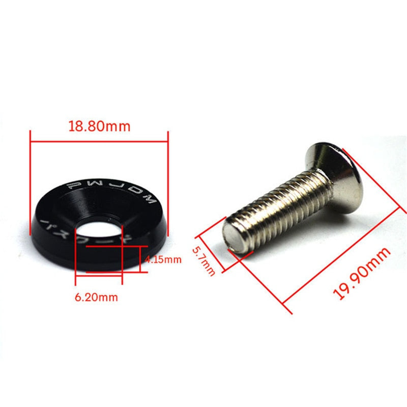 10pcs M6 JDM Car Modified Hex Fasteners Fender Washer Bumper Engine Concave Screws Car-Styling