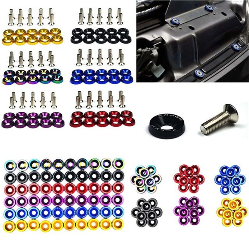 10pcs M6 JDM Car Modified Hex Fasteners Fender Washer Bumper Engine Concave Screws Car-Styling