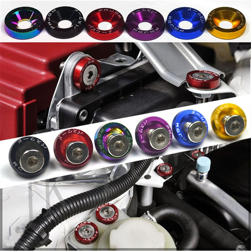 10pcs M6 JDM Car Modified Hex Fasteners Fender Washer Bumper Engine Concave Screws Car-Styling