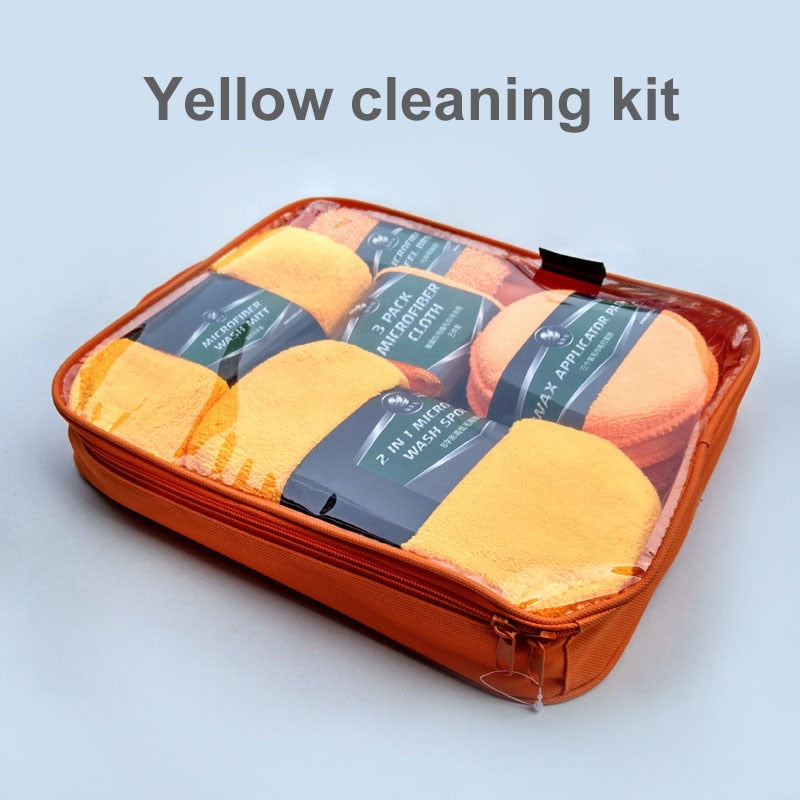 Car Cleaning Kit Car Wash Supplies Microfiber Towel Detailing Car Wheel Brush Waxing Sponge Combination Car Cleaning Tools