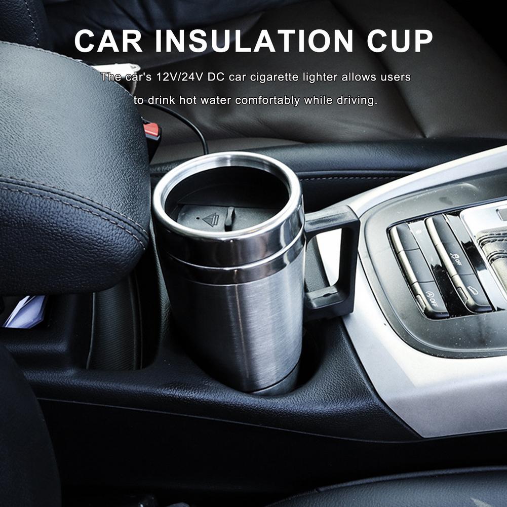 Stainless Steel Vehicle Heating Cup 12V/24V Heat Insulation Electric Car Kettle Camping Travel Kettle Water Coffee Thermal Mug