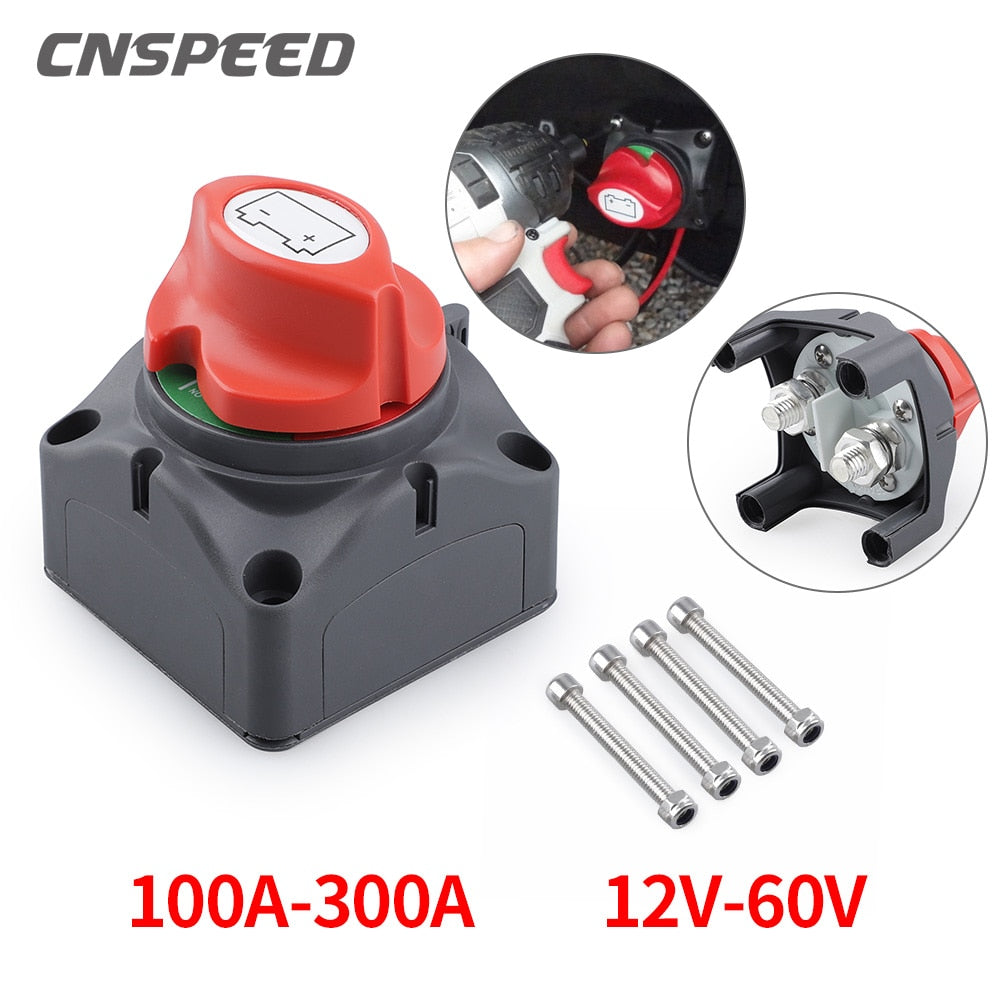 (On/Off) DC 12V-60V 100A-300A Car RV Boat Marine Battery Selector Isolator Disconnect Switch Rotary Cut