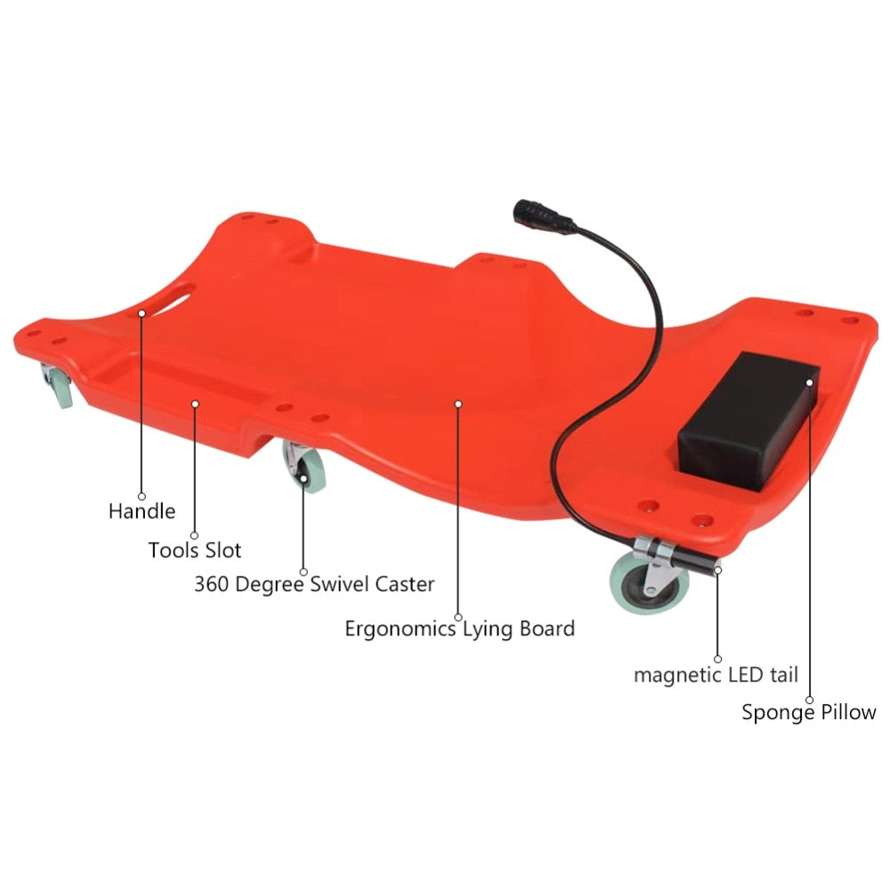 40 inch Car Repair Lying Board With LED Light Skateboard Spare Parts Repair Board Car Vehicle Service Maintenance Tool