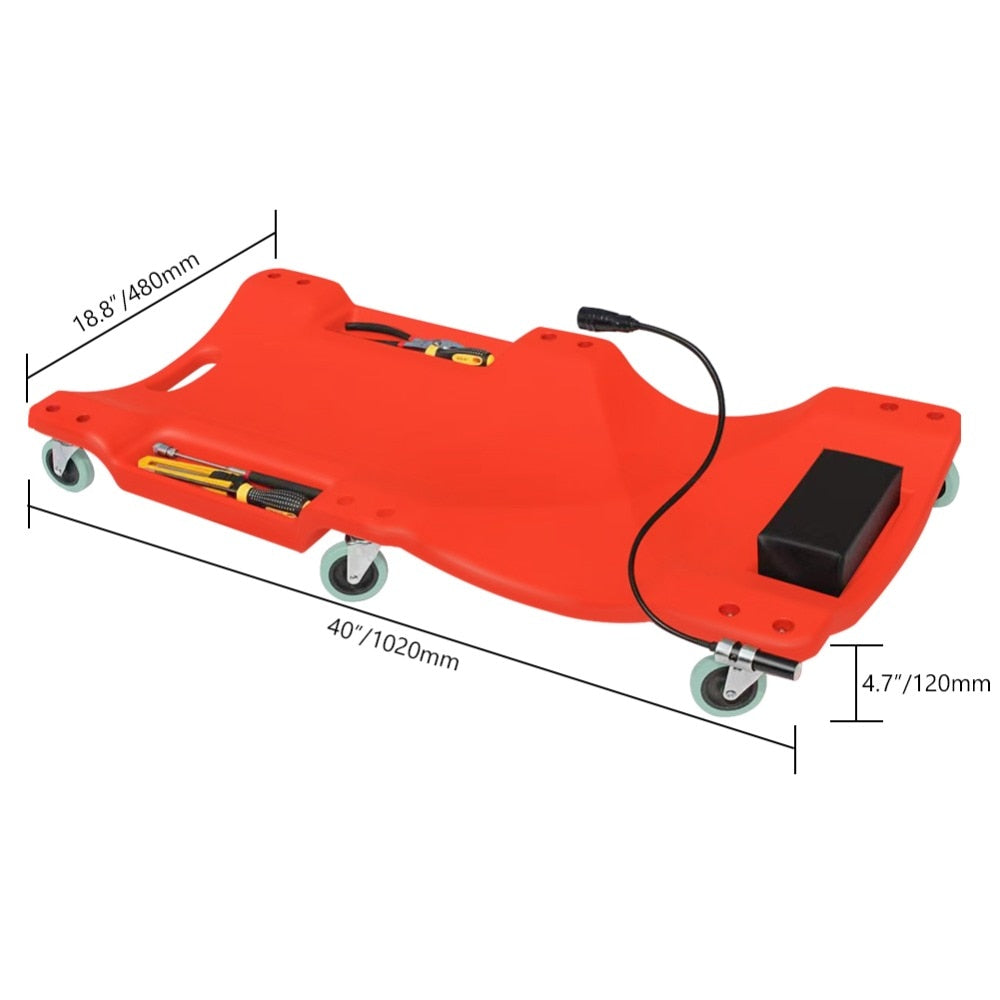 40 inch Car Repair Lying Board With LED Light Skateboard Spare Parts Repair Board Car Vehicle Service Maintenance Tool