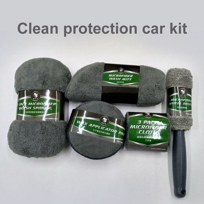 Car Cleaning Kit Car Wash Supplies Microfiber Towel Detailing Car Wheel Brush Waxing Sponge Combination Car Cleaning Tools