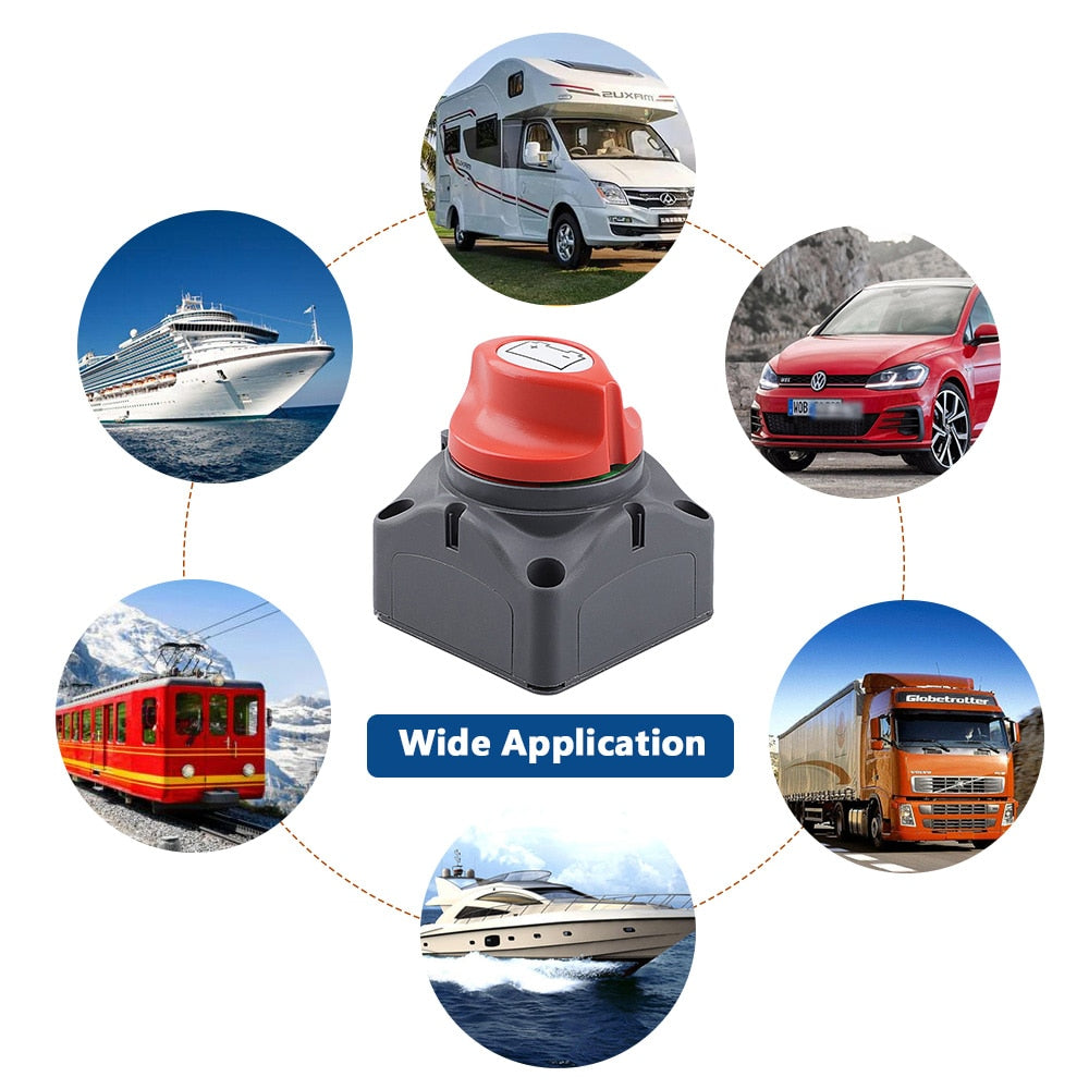 (On/Off) DC 12V-60V 100A-300A Car RV Boat Marine Battery Selector Isolator Disconnect Switch Rotary Cut