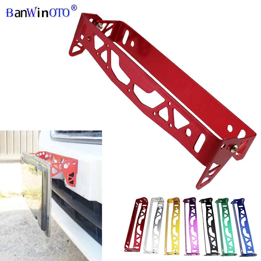 Car License Plate Frame Universal Aluminum Power Racing JDM Styling Rotating Number License Plate Frames Tag Holder Adjustable