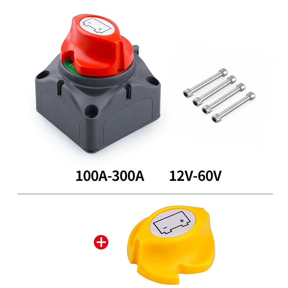 (On/Off) DC 12V-60V 100A-300A Car RV Boat Marine Battery Selector Isolator Disconnect Switch Rotary Cut