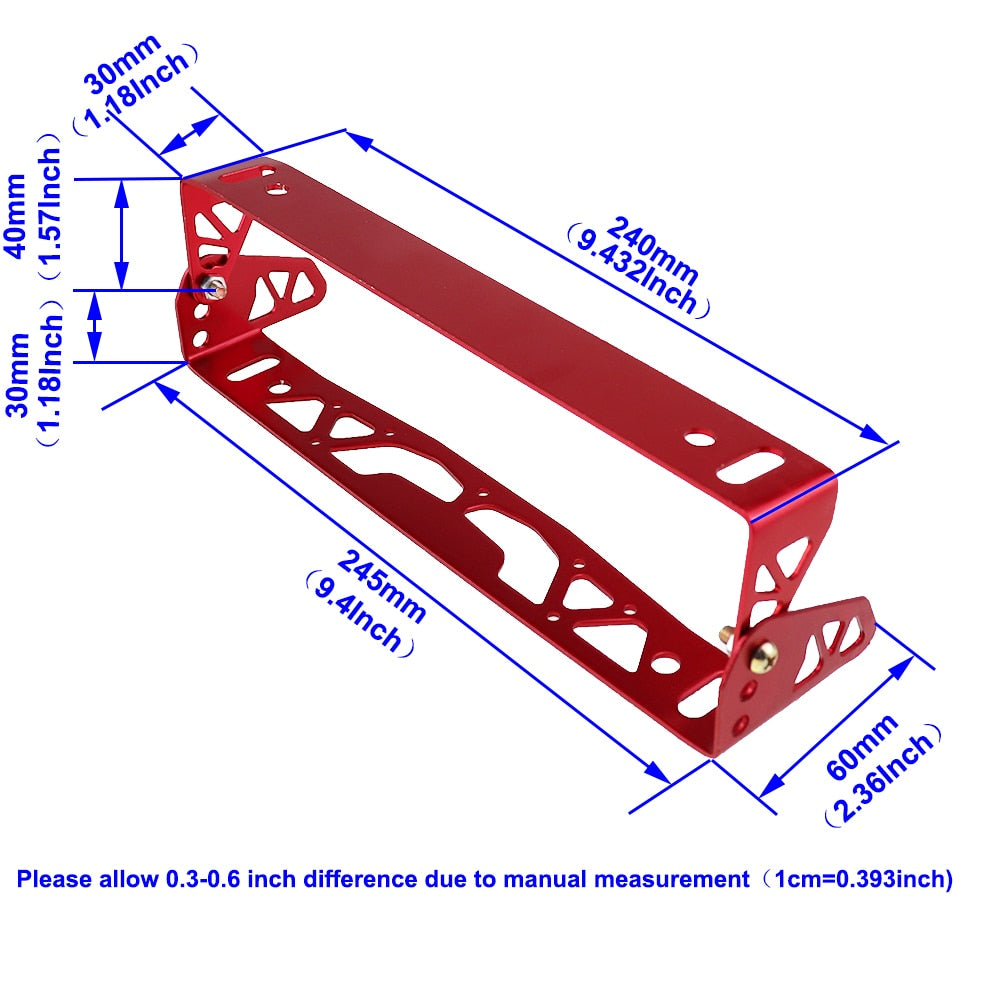 Car License Plate Frame Universal Aluminum Power Racing JDM Styling Rotating Number License Plate Frames Tag Holder Adjustable